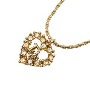 Dior Logo Heart Pendant Necklace Gold Plated